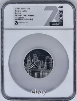 Sydney Big City Lights 2023 Cook Islands Silver Coin $5 NGC PF70 UCAM SevenK