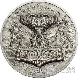 THOR HAMMER Mjollnir 2 Oz Silver Coin 10$ Cook Islands 2017