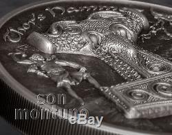 THORS HAMMER 2 oz Ultra High Relief Antique Finish Silver Coin 2017 Cook Islands