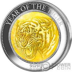 TIGER Mother of Pearl Lunar Year Series 5 Oz Silver Coin 25$ Cook Islands 2022