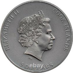 TRAP ATTACK 1 oz Silver Antique Finish Coin in Box+COA 2021 Cook Islands $5