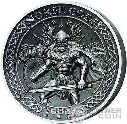 TYR Norse Gods High Relief 2 Oz Silver Coin 10$ Cook Islands 2015