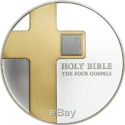 The Holy Bible The Four Gospels 1oz Gilded Proof Silver Coin 2016 Cook Islands