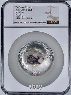 The Seven Summits Mt. Vinson 2022 $25 Cook Islands 5 Oz Silver NGC MS 70 3D UHR