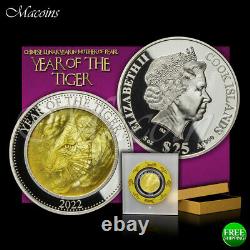 Tiger Mother Of Pearl Lunar Series 2022 Cook Islands 5 Oz 999 Silver Coin