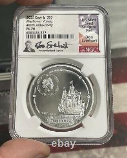 Ultra High Relief 2020 Cook Island $5 Mayflower 400th Anniversary NGC Pl 70