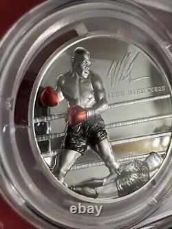 Ultra Rare Mike Tyson Hand Signed 2023 5 Oz Pure Silver Coin Limited To 491