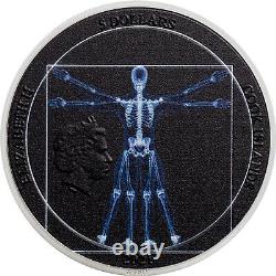 VITRUVIAN MAN X-RAY 1oz Silver Proof Coin in Box with COA 2021 Cook Islands $5