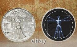 VITRUVIAN MAN X-RAY 1oz Silver Proof Coin in Box with COA 2021 Cook Islands $5