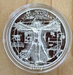 VITRUVIAN MAN X-ray 1 Oz Silver Coin $5 Cook Islands 2021 Mintage 999 BOX COA