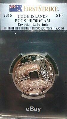 Very Rare 2016 Cook Islands Silver Egyptian Labyrinth PR70dcam ONLY 999 MINTED