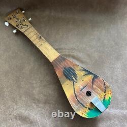 Vintage Rarotonga Cook Islands Hand Painted Ukulele 4 String Instrament