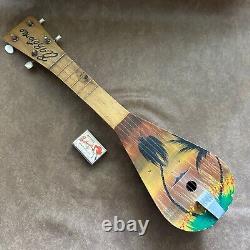 Vintage Rarotonga Cook Islands Hand Painted Ukulele 4 String Instrament