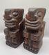 Vintage Solid Exotic Hardwood Carved Cook Islands Tiki Bookend Bar Decor