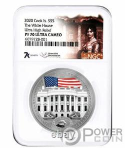 WHITE HOUSE PF70 By Miles Standish 1 Oz Silver Coin 5$ Cook Islands 2020