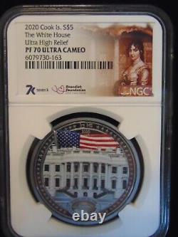 WHITE HOUSE Ultra Cameo PF70 Miles Standish 1 Oz Silver Coin Cook Islands 2020