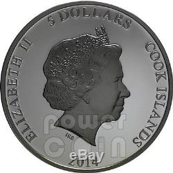 WOLF CARIBOU Predator Prey Yin Yang Palladium Silver Coin 5$ Cook Islands 2014