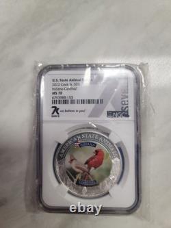 WPCoins 2022 Cook Islands US State Animal Series $5 Indiana Cardinal NGC MS70