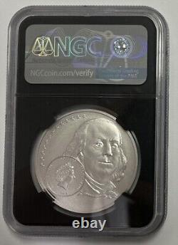 WRITER Benjamin Franklin Graded MS70 1/2 Oz Silver Coin 2$ Cook Islands 2021
