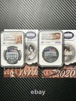 War Of 1812 White House 1 oz. & 2 oz. Silver Coin Set. NGC PF70. 1600 Minted