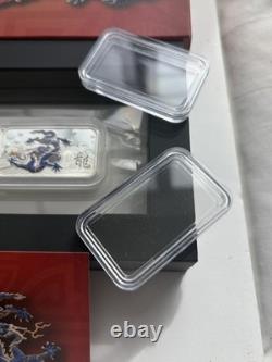 WoW! 2012 COOK ISLANDS Lunar DRAGON 4 Rectangular SILVER coins in Display Case