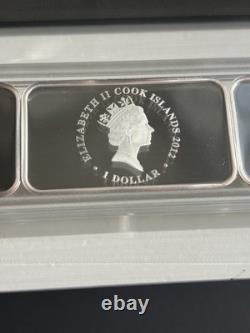WoW! 2012 COOK ISLANDS Lunar DRAGON 4 Rectangular SILVER coins in Display Case