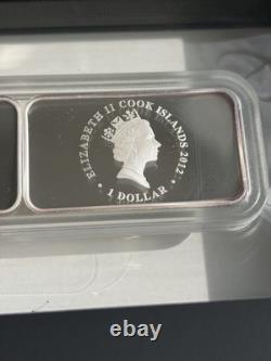 WoW! 2012 COOK ISLANDS Lunar DRAGON 4 Rectangular SILVER coins in Display Case