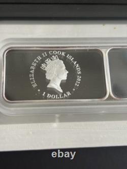 WoW! 2012 COOK ISLANDS Lunar DRAGON 4 Rectangular SILVER coins in Display Case