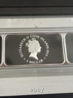 WoW! 2012 COOK ISLANDS Lunar DRAGON 4 Rectangular SILVER coins in Display Case
