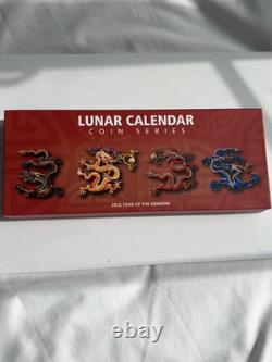 WoW! 2012 COOK ISLANDS Lunar DRAGON 4 Rectangular SILVER coins in Display Case