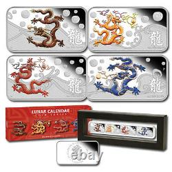 Year of the Dragon Cook Islands 2012 Silver 4 x $1 Proof Coin Set Perfect