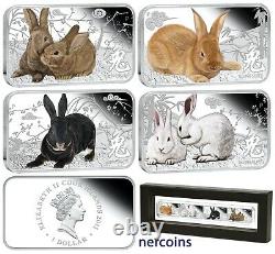 Year of the Rabbit Cook Islands 2011 Silver 4 x $1 Proof Coin Set Perfect