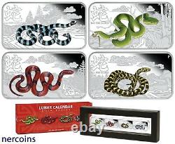 Year of the Snake Cook Islands 2013 Silver 4 x $1 Proof Coin Set Perfect