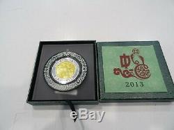 Year of the Snake Mother Of Pearl 5 Oz. 999 Silver Coin Cook Islands 2013